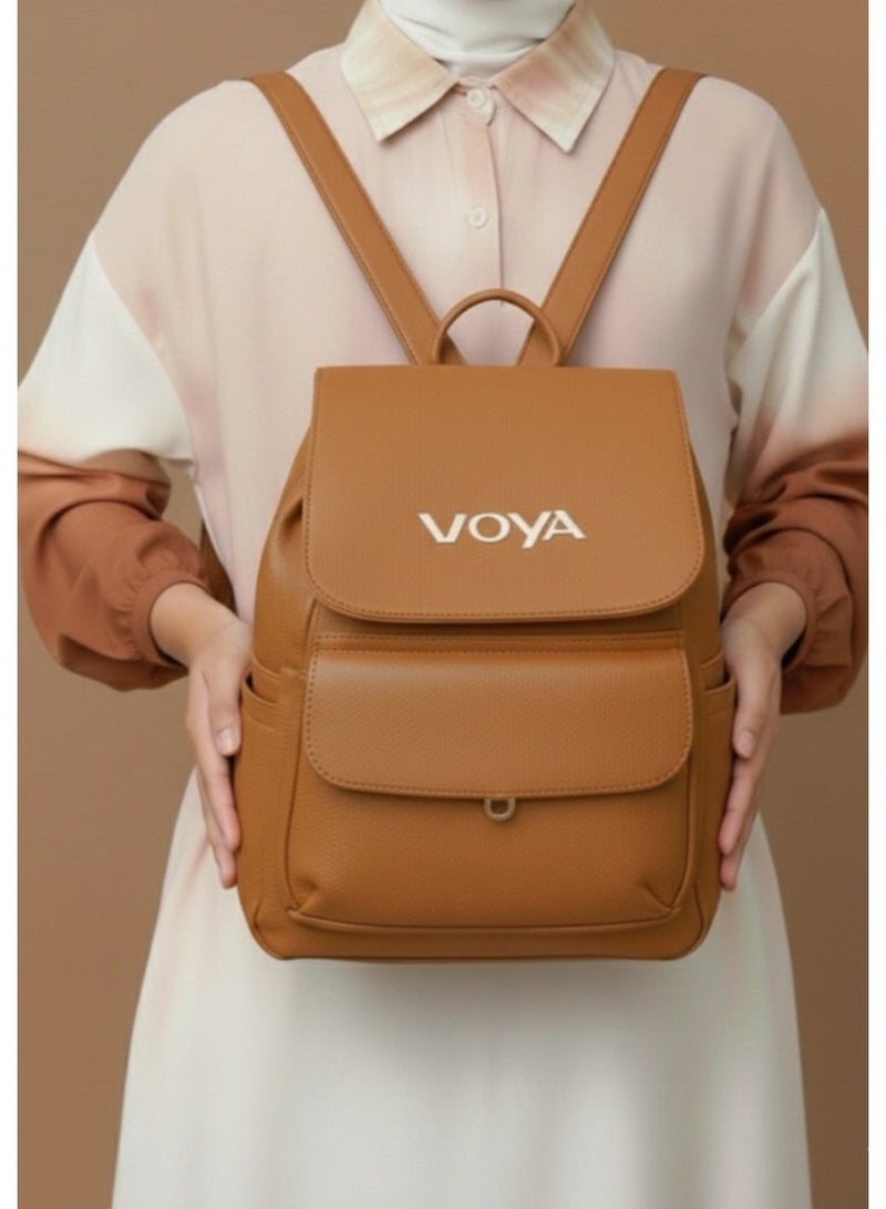 Voya Leather Backpack with  Durable Material, and Multiple Compartments - Havan - Image 3